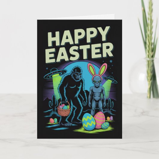 Bigfoot Alien Ostern Grußkarte Karte (Vorderseite)
