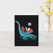 Bigfoot Alien Santa Claus Riding Dinosaur Christma Karte (Gelbe Blume)