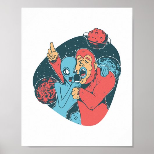 Bigfoot Alien Sasquatch Funny Camping Geschenk Poster (Vorne)