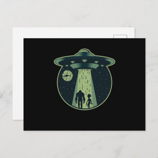 Bigfoot Alien Sasquatch UFO Entführung Außerirdisc Postkarte (Vorne/Hinten)
