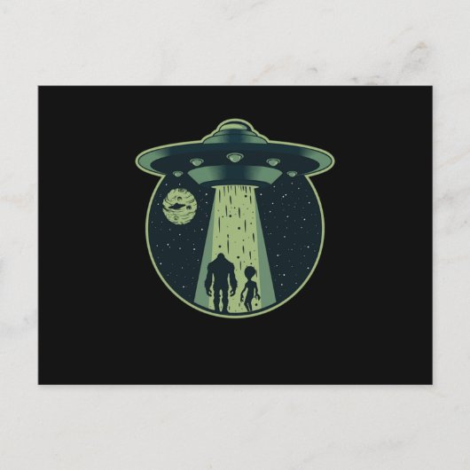 Bigfoot Alien Sasquatch UFO Entführung Außerirdisc Postkarte (Vorderseite)