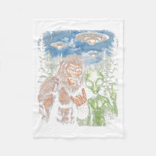 Bigfoot Alien Selfie Rock On Friedenszeichen Lusti Fleecedecke