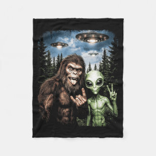 Bigfoot-Alien-Selfie Rock On Friedenszeichen Lusti Fleecedecke
