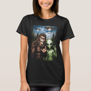 Bigfoot Alien Selfie Rock On Friedenszeichen Lusti T-Shirt