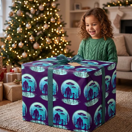 Bigfoot Alien UFO Geschenkpapier