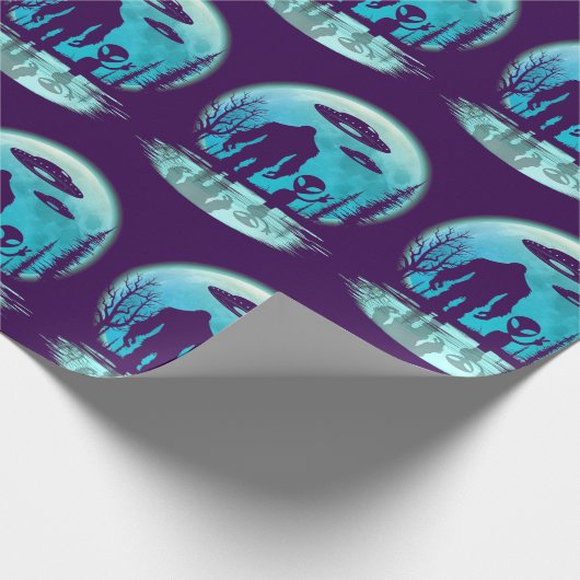 Bigfoot Alien UFO Geschenkpapier (Ecke)