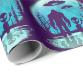 Bigfoot Alien UFO Geschenkpapier (Rolleneckpunkt)