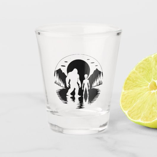 Bigfoot Alien UFO Kryptid Schnapsgläser Schnapsglas (Vorderseite)