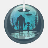 Bigfoot Alien UFO Ornament Aus Glas (Vorderseite)