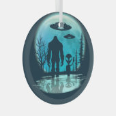 Bigfoot Alien UFO Ornament Aus Glas (Vorderseite Rechts)