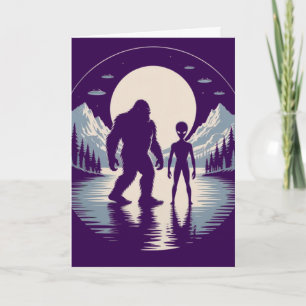 Bigfoot Alien UFO Paranormal Begegnung Grußkarte  Feiertagskarte