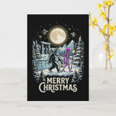Bigfoot-Alien-UFO-Pyramiden-Weihnachtskarte Karte (Gelbe Blume)