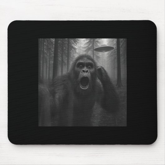 Bigfoot Alien Ufo Selfie Funny Sasquatch Meme Men Mousepad (Vorne)