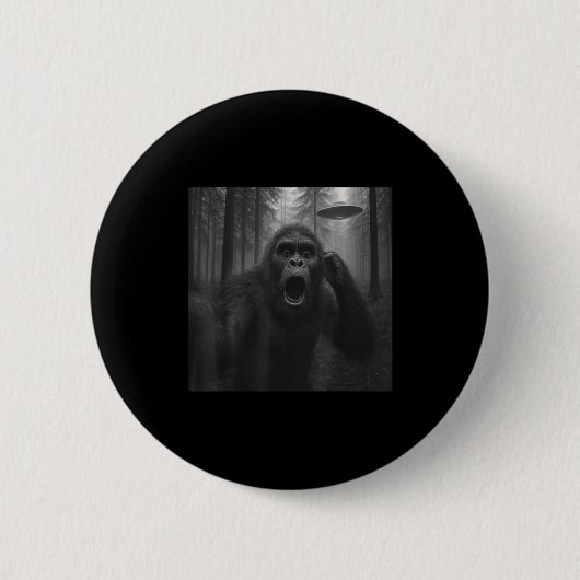 Bigfoot Alien UFO Selfie Lustig Sasquatch Meme Män Button (Vorderseite)