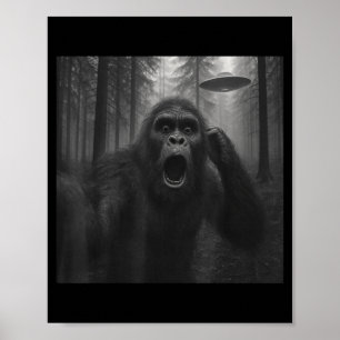 Bigfoot Alien UFO Selfie Lustig Sasquatch Meme Män Poster