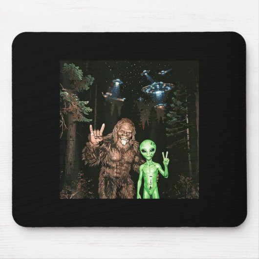 Bigfoot Alien UFO Selfie lustiger Sasquatch Meme M Mousepad (Vorne)