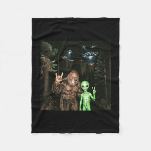 Bigfoot-Alien-UFO-Selfie-lustiges-Sasquatch-Meme-M Fleecedecke