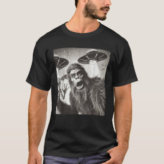 Bigfoot Alien Ufo Selfie Lustiges Sasquatch Meme M T-Shirt