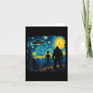 Bigfoot Alien Ufo Van Gogh Starry Night Sasquatch Karte