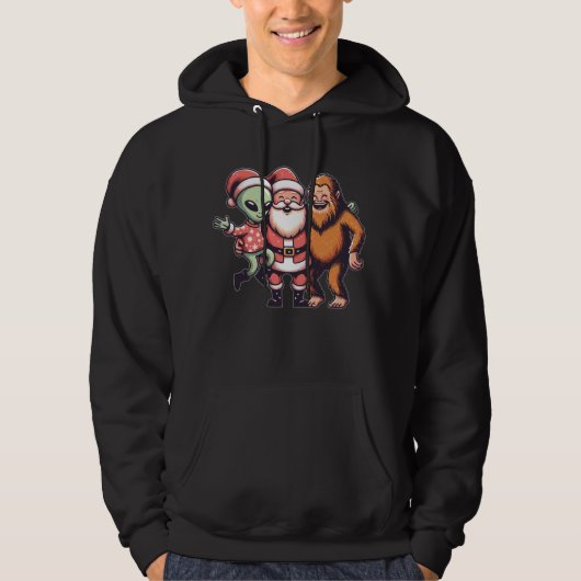 Bigfoot Alien und der Weihnachtsmann glauben Niedl Hoodie (Vorderseite)