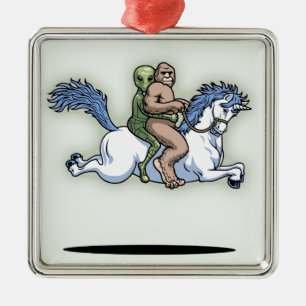Bigfoot, alien, Unicorn Ornament Aus Metall