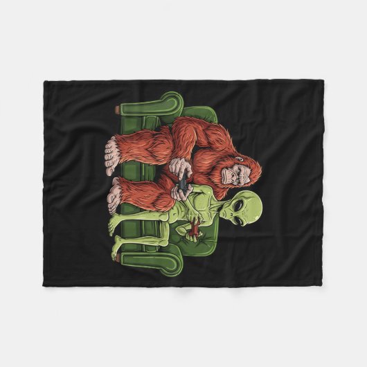 Bigfoot Alien Video Games Gaming Sasquatch Ufo Men Fleecedecke (Vorderseite (Horizontal))