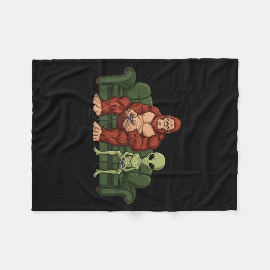 Bigfoot Alien Video Games Gaming Sasquatch Ufo Men Fleecedecke (Vorderseite (Horizontal))