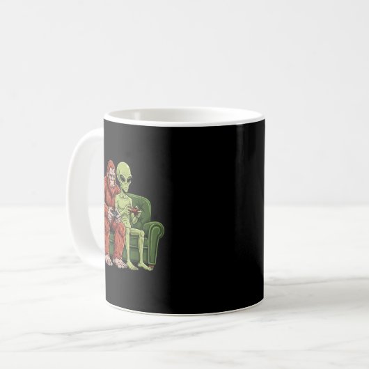 Bigfoot Alien Video Games Gaming Sasquatch Ufo Men Kaffeetasse (Vorderseite Links)