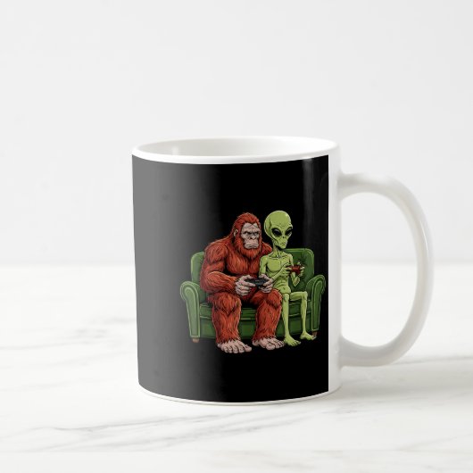 Bigfoot Alien Video Games Gaming Sasquatch Ufo Men Kaffeetasse (Rechts)