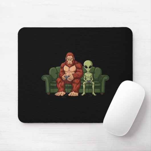 Bigfoot Alien Video Games Gaming Sasquatch Ufo Men Mousepad (Mit Mouse)