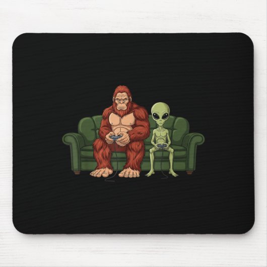 Bigfoot Alien Video Games Gaming Sasquatch Ufo Men Mousepad (Vorne)