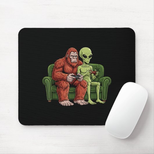 Bigfoot Alien Video Games Gaming Sasquatch Ufo Men Mousepad (Mit Mouse)