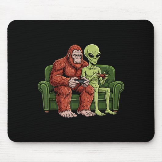 Bigfoot Alien Video Games Gaming Sasquatch Ufo Men Mousepad (Vorne)