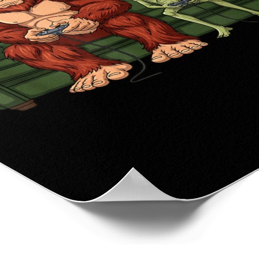 Bigfoot Alien Video Games Gaming Sasquatch Ufo Men Poster (Ecke)