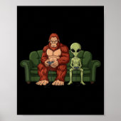 Bigfoot Alien Video Games Gaming Sasquatch Ufo Men Poster (Vorne)