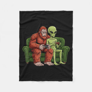 Bigfoot-Alien-Videospiele Gaming Sasquatch-Ufo-Män Fleecedecke