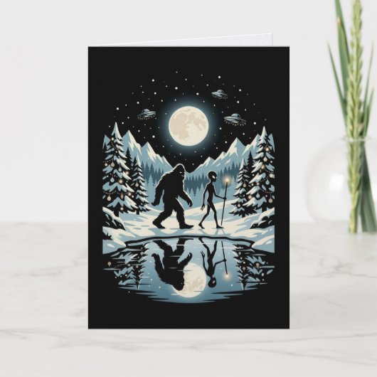 Bigfoot Alien Weihnachtskarte Karte (Vorderseite)