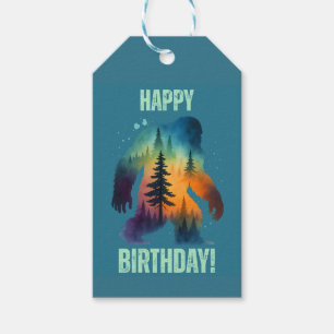 Bigfoot Alles Gute zum Geburtstag Wald Silhouette Geschenkanhänger