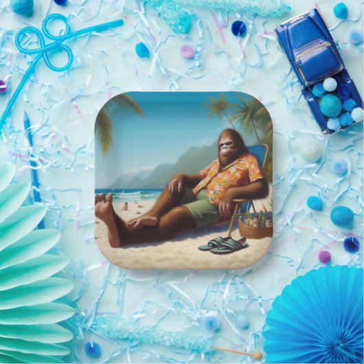 Bigfoot Am Strand Pappteller (Party)