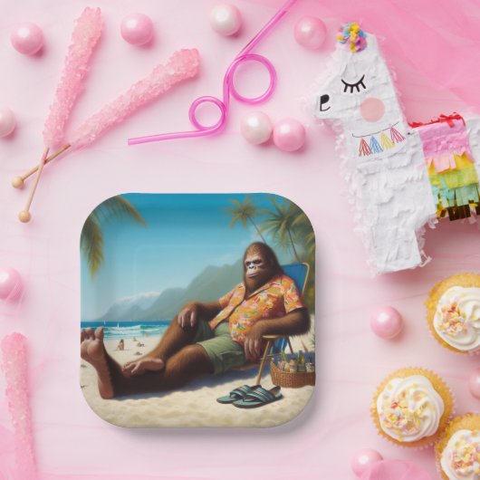 Bigfoot Am Strand Pappteller (Party)