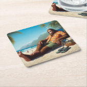 Bigfoot Am Strand Rechteckiger Pappuntersetzer (angewinkelt)