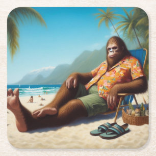 Bigfoot Am Strand Rechteckiger Pappuntersetzer