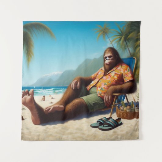 Bigfoot Am Strand Wandteppich (Vorderseite)