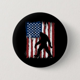 Bigfoot American Flag Funny 4. Juli Patriotic Button