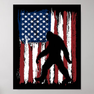 Bigfoot American Flag Funny 4. Juli Patriotic Poster