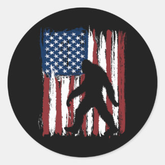 Bigfoot American Flag Funny 4. Juli Patriotic Runder Aufkleber