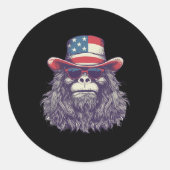 Bigfoot American Flag Hat 4. Juli Patriotic SA Runder Aufkleber (Vorderseite)