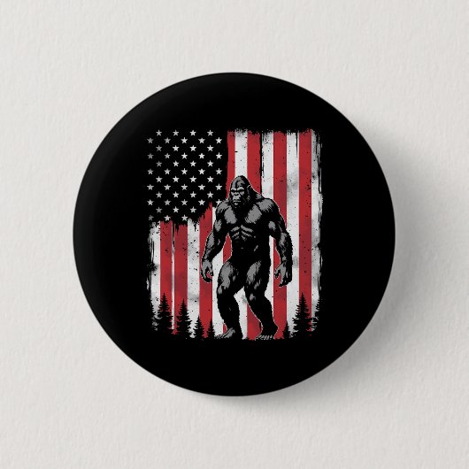 Bigfoot American USA Flag Patriotic 4. Juli Button (Vorderseite)