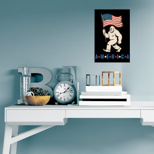 Bigfoot Amerika Patriotisch Lustig Sasquatch USA W Poster