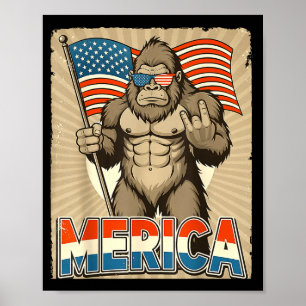 Bigfoot Amerika rock amerikanische Flagge patrioti Poster